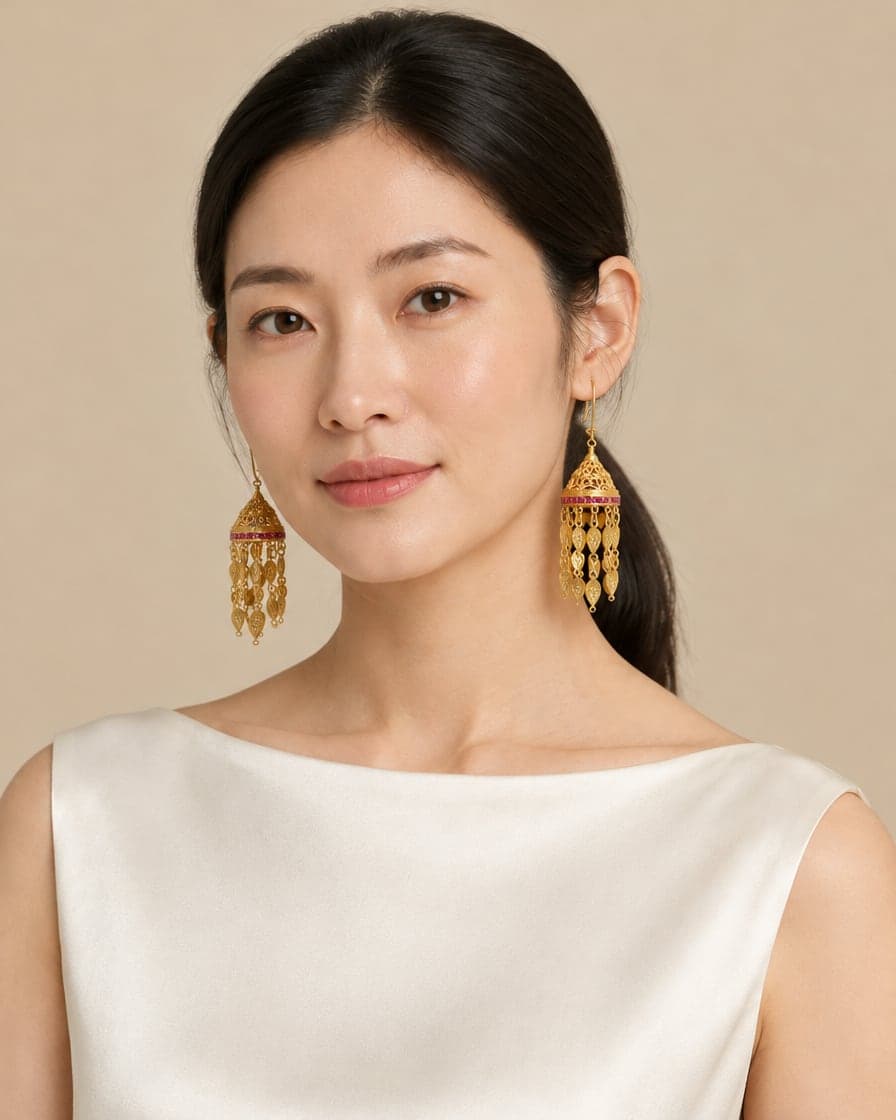 Dome and Leaf Earrings