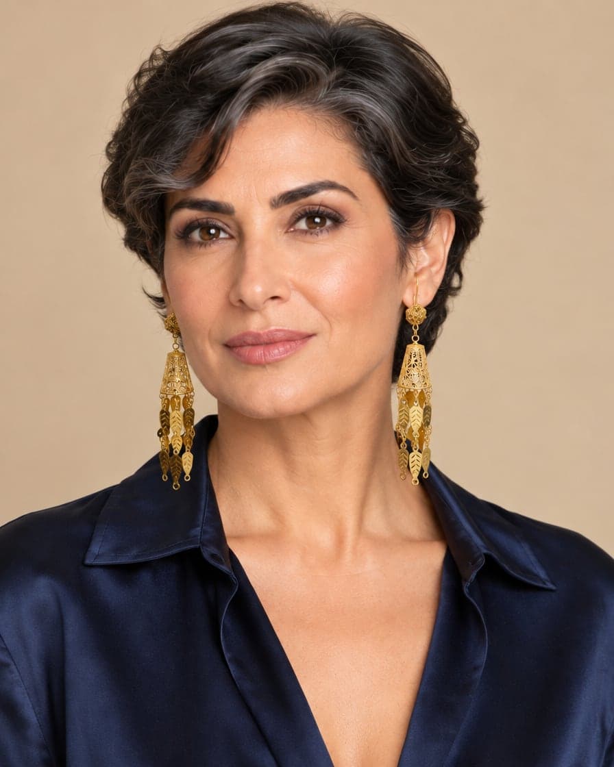 Long Lantern and Leaf Earrings