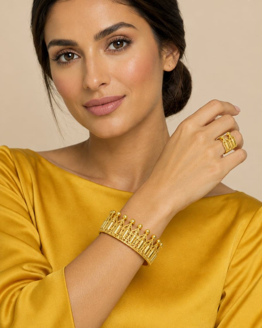 Crown Bracelet with Matching Ring