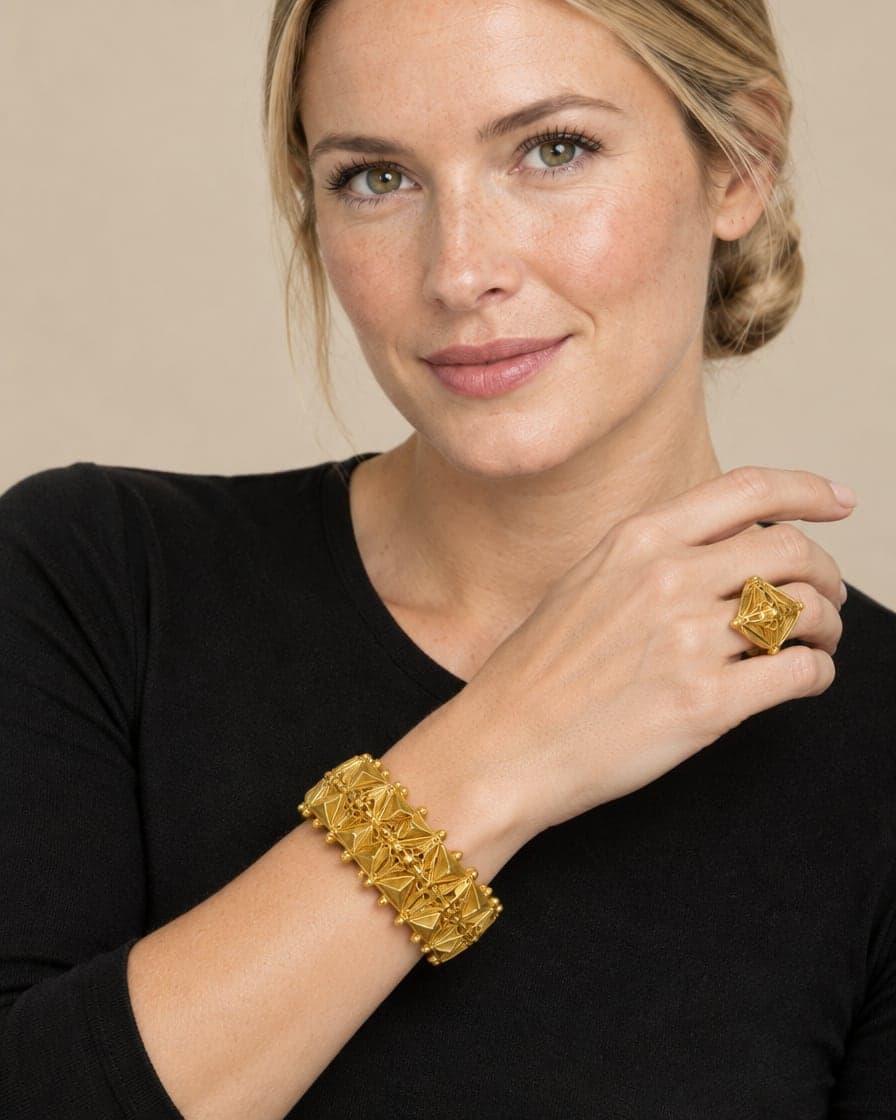 Pyramid Star Bracelet with Matching Ring