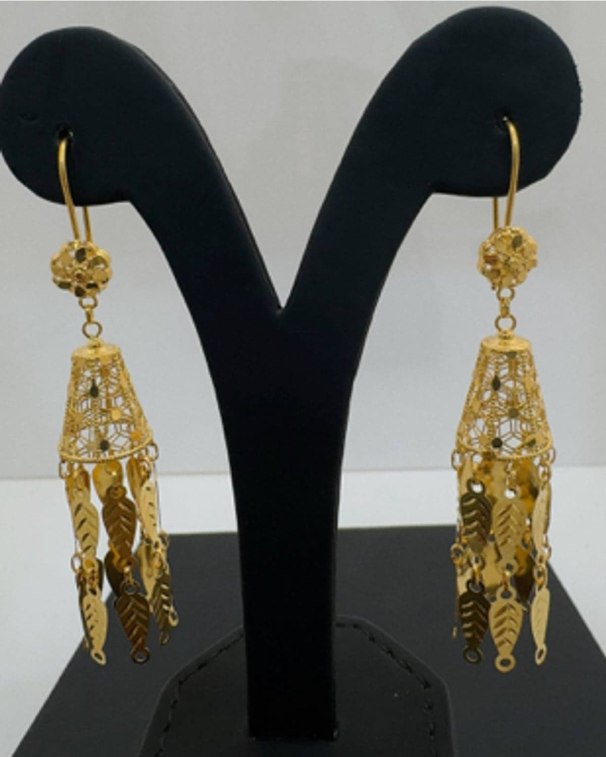 Long Lantern and Leaf Earrings