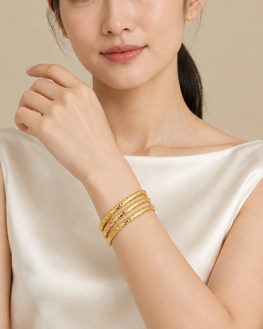 Polished-Cut Hiyool Bangle
