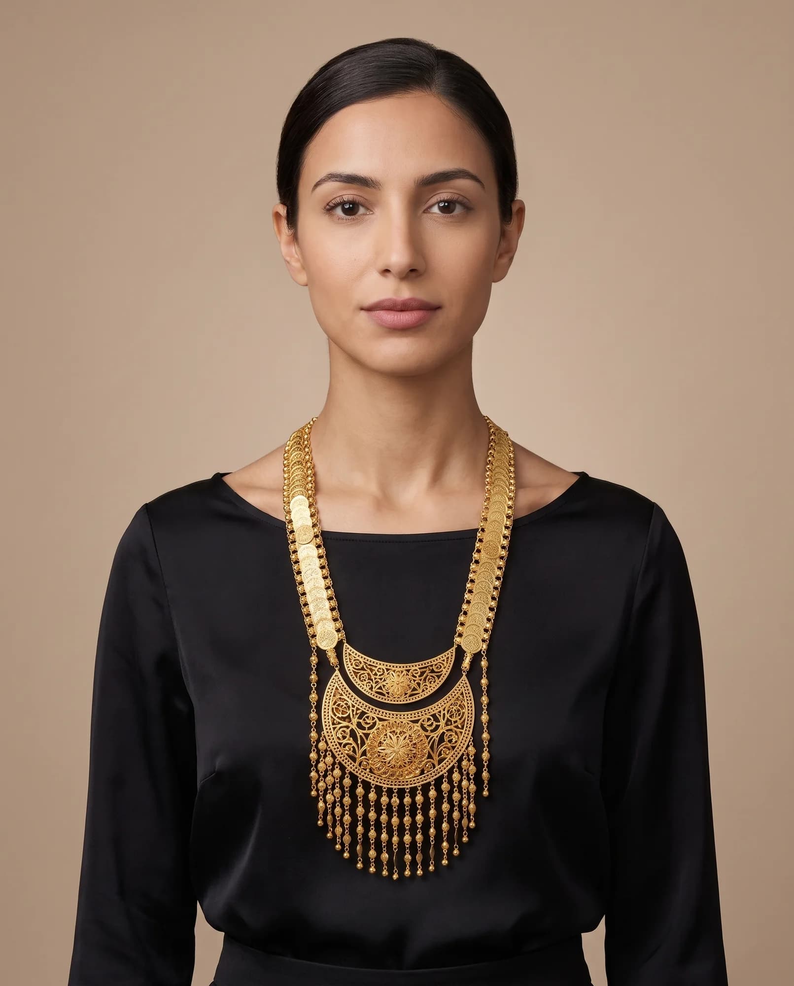 Crescent Coin Mariya Necklace — Detail