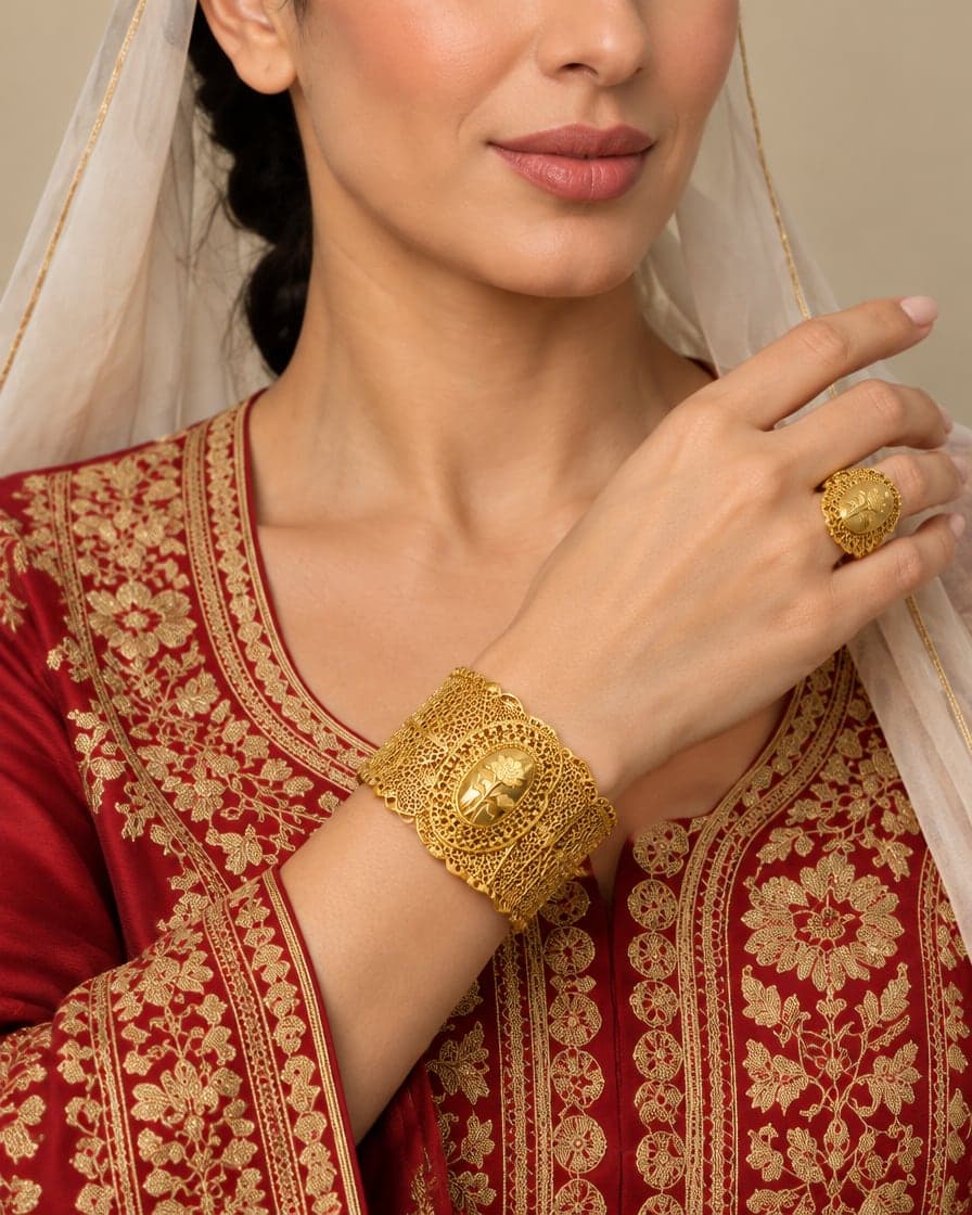 Openwork Oval Bracelet with Matching Ring