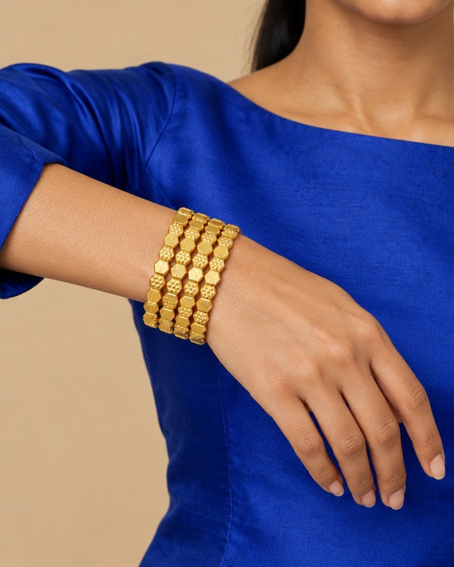 Engraved Hexagon Hiyool Bangle