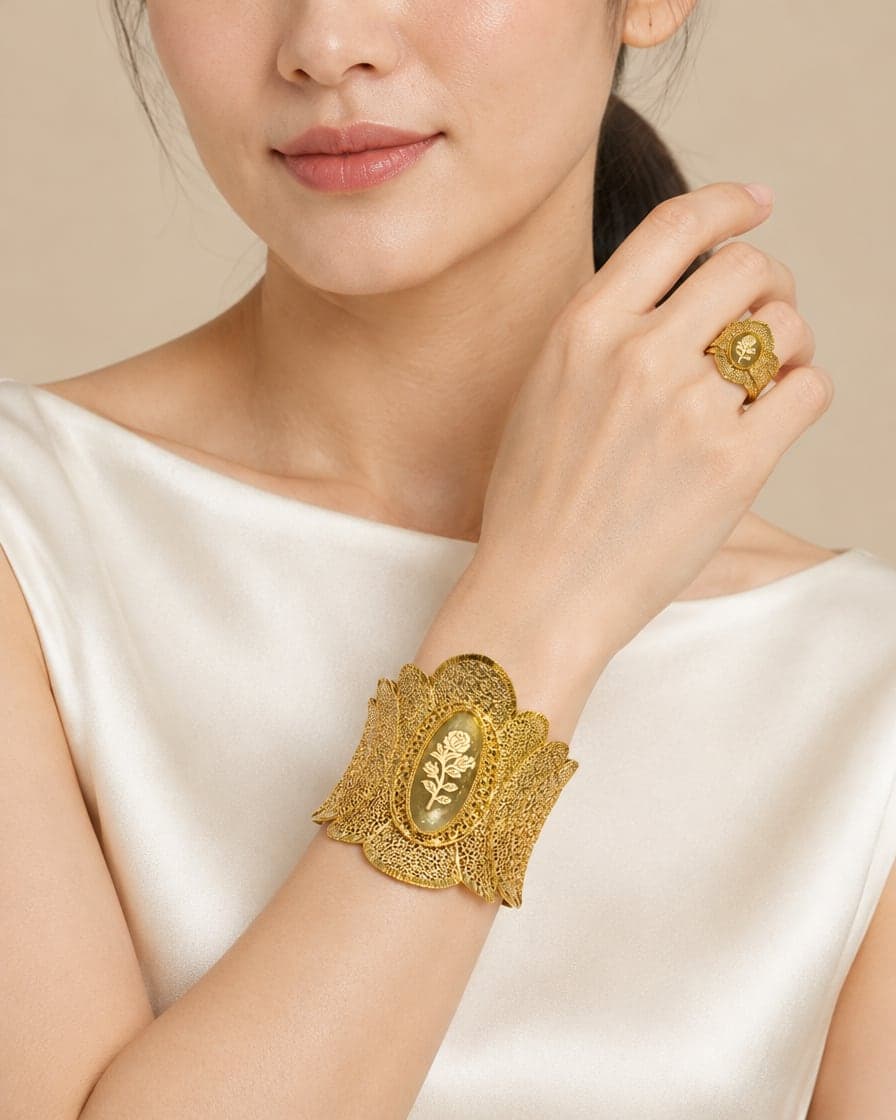 Rose Bracelet with Matching Ring